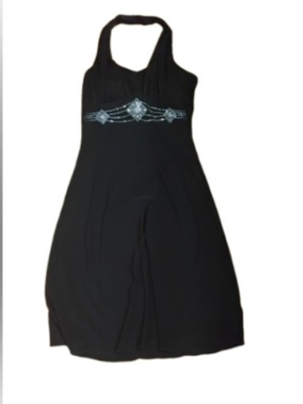 Vintage 2000s Lipstick Black Halter Embellished Dress Fits Sz XS